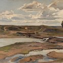 Dam on river Shelon 1936 oil on canvas 60x70